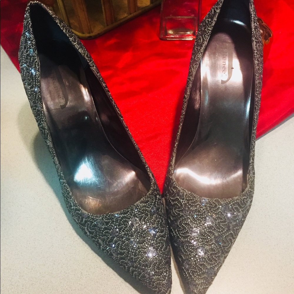 Pewter shimmer heels
